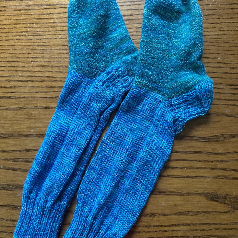 Handmade Handknit Merino Wool Worn Women’s Socks Sz M - Picture 5 of 6